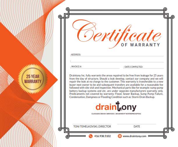 Reliance Waterproofing 7 Year Warranty